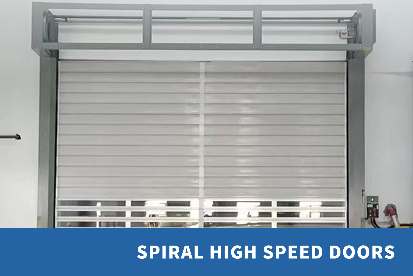 Spiral high-speed door with aluminum slats Spiral high-speed door with aluminum slats